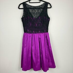 Aidan Mattox Dress Womens 8 Lace Purple Black Whimsigoth Y2K Formal Party